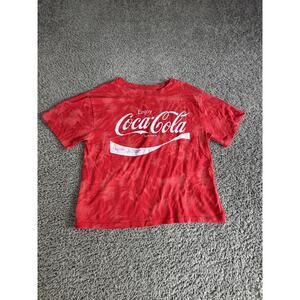 Love Tribe Shirt Womens S Red Coca-Cola Crop Graphic Crew Neck Short Sleeve Tee